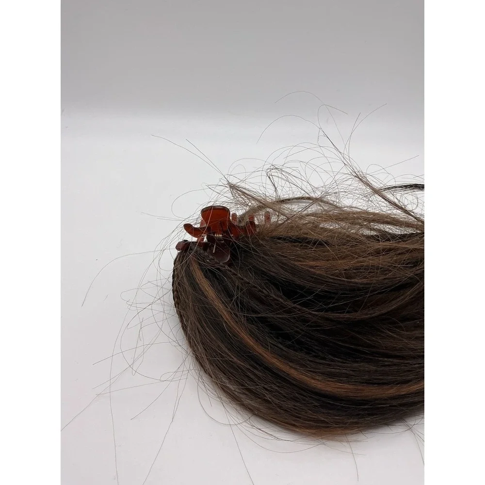 Women's Brown Clip-In Ponytail Hair Extension Medium Length Synthetic